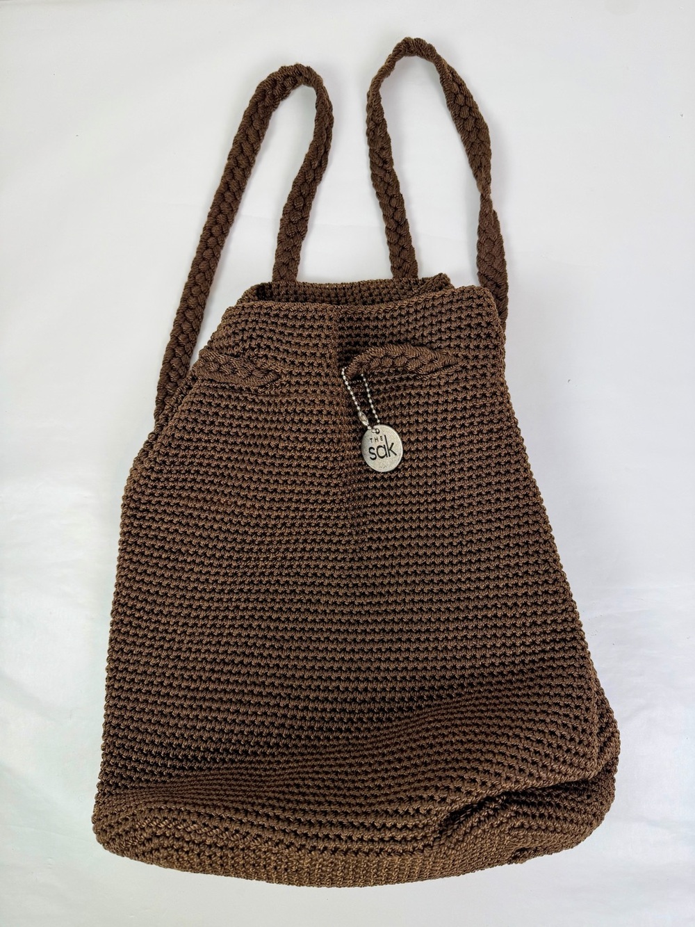 The Sak Brown Knit Crochet Backpack Bag